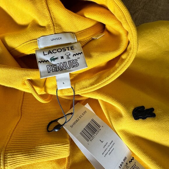 Lacoste x Peanuts Charlie Brown Yellow Hoodie NWT - Picture 3 of 7